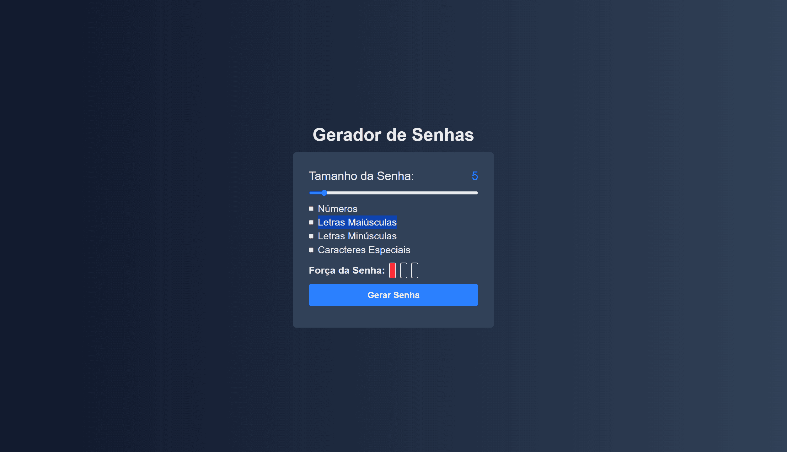 Imagem do projeto Gerador de Senhas